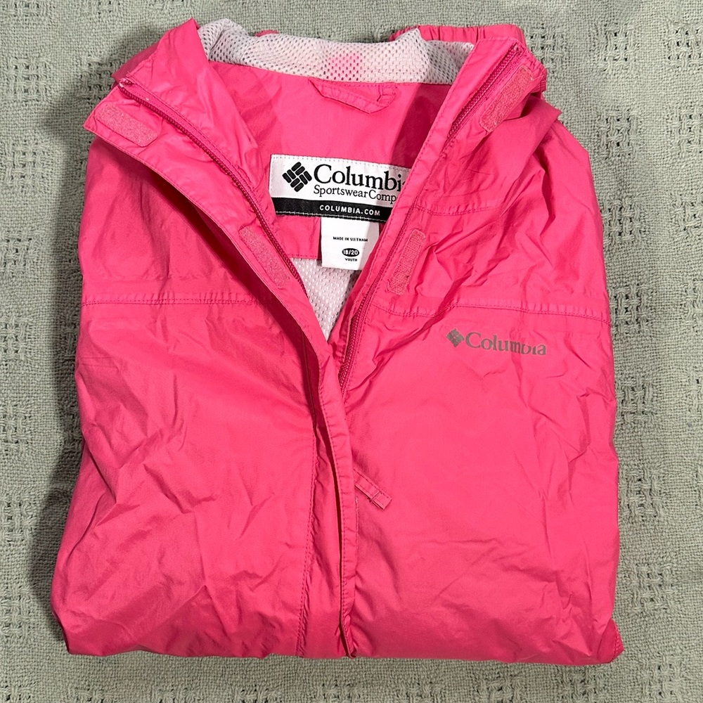 Girls Youth Columbia Hot Pink Rain Jacket